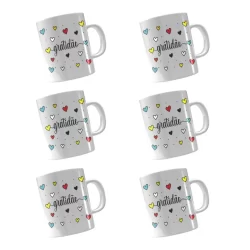 Kit 6 Canecas de Porcelana 120ml - Tema Gratidão - Inspirador