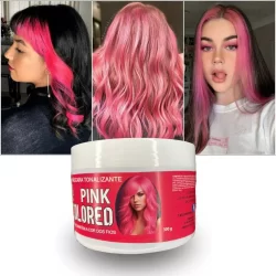 Tonalizante Rosa Pink Mechas Rosas cabelo colorido p/ Crianças - S/ Amônia - 100% Natural