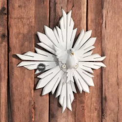 Divino espirito santo branco grande resplendor de madeira decorativo artesanal 60cm