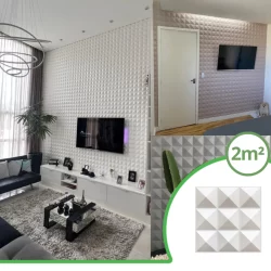 Revestimento 3D Pirâmide | Kit de 22 peças (2m²) - Decoração de Parede
