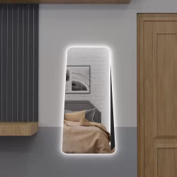 Espelho Corpo Inteiro E19 Com Led Luz Branca e Amarela Corpo Inteiro Sala Quarto Salão