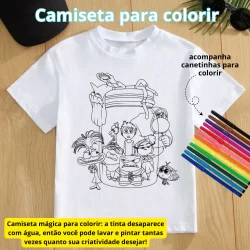 Camiseta camisa blusa para colorir dia das crianças  divertidamente acompanha canetinha infantil