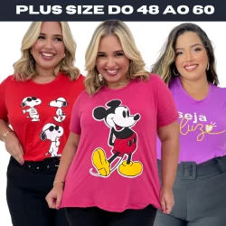 Camiseta Plus Size Feminina  T-shirt Em Malha A.