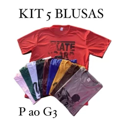 kit 5 Camisetas estampadas P ao G3 plus size blusas básicas dia a dia trabalho casual preço baixo promocional
