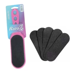 01 Suporte Reto Plástico Pedicure + 20 Unidades Refil Lixas Descartáveis