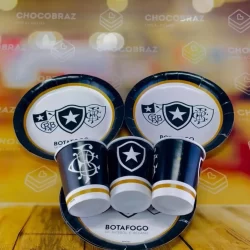 Kit Festa BOTAFOGO OFICIAL 16 Pratos + 16 Copos Descartável 200 Ml Papel - FESTCOLOR