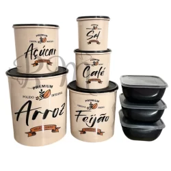 Kit 5 Porta Mentimentos + 3 Potes Alimentação Marmita Decoração Cozinha Fitness Academia