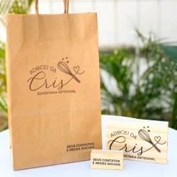 Carimbo Personalizado Logomarca Vários Tamanhos Logo para Sacola Kraft Tag Envelope Tecido Plástico Caixa Mdf Papel