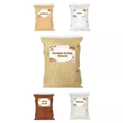 Kit Hipercalórico Ganho Massa Muscular Proteína Soja, Albumina, Maca peruana, Cacau e Maltodextrina