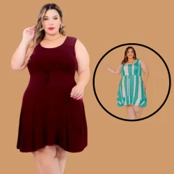 Vestido regata soltinho Plus size Curve com babado moda verão do 44 ao 58 verde água G1 G2 G3