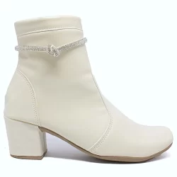 Bota feminina strass brilho Salto bloco grosso Zíper Lateral Coturno Blogueira Moda Estilo moda