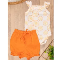 Conjunto Bebê Verão Body e Bombachinha Laranjas