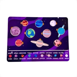 Planetas do Sistema Solar Quebra Cabeça Em MDF Adesivado Brinquedo de Raciocínio e Divertido