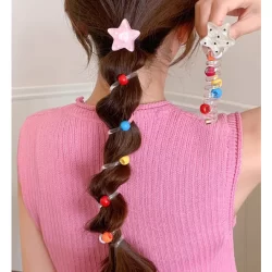 Laço de cabelo com cordão telefônico estrela de bolinhas