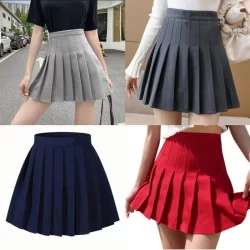 Saia Colegial com Pregas Rodada Kpop Egirl Gótico Indie Cosplay Vermelho Cinza Azul Marinho