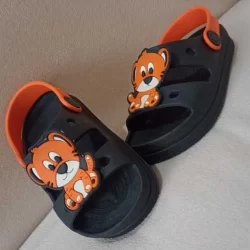 Papete Infantil Menino Babuche Masculino Preto Tigre Sandália