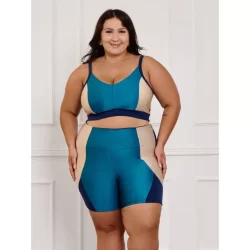 Conjunto Fitness Brilhoso Bermuda + Top S/bojo Plus Size 11201/11200
