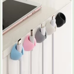 KIT 4 Organizador de Cabos e Fios de Silicone com Adesivo em Quatro Cores