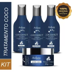 Kit Hidratação e Nutrição Intensa com Óleo de Coco e Monoi 300ml Anjore Todos os Tipos de Cabelos