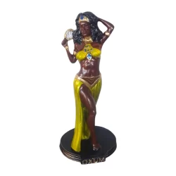 Oxum Orixá em Resina 24cm – Estátua Religiosa Umbanda Amarela Metalizada para Altar