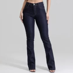 Calça Jeans Feminina Sawary Boot Cut Elastano Premium Lycra Lavagem Escura Bonita  Confortável