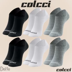 Kit com 6 Pares de Meias Colcci Modelo Invisível Lisa Básica Esportiva Calcanhar Verdadeiro Cotton