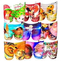 Kit 10 Cueca Box Feminina Calcinha Shortinho Sublimada Juvenil Personagem Menina Princesas Disney