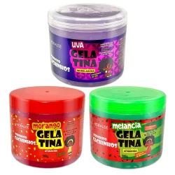 Gelatina Ativadora Kids 500g Poderosos Cachinhos Melancia Morango Hidratação Nutricao Hidralise