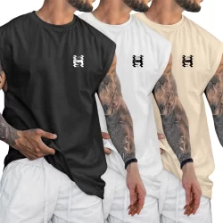 Kit 3 Regatas Oversized Camiseta Cavada Machão Academia Treino Passeio 3 cores