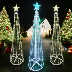 Árvore de Natal Cone C/Estrela no Topo Pisca Pisca Artigo de Festa Decoração Natalina 110V