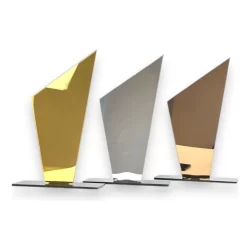Kit 3 Troféus - Dourado, Prata E Bronze 10x18cm C/base Preta
