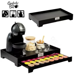 Kit Cantinho do Café Porta cápsulas + Trio quadro decoração casa Bandeja café Organizador apoio chá