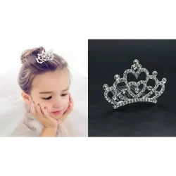 6 Grampos pente coroa de cabelo moda infantil e adulto - zirconia brilhante