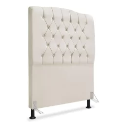 Cabeceira de Cama Box Solteiro 90 cm Dunas - Veludo Bege Claro