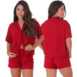 Pijama Americano Aberto Suede Amamentação Blogueirinha