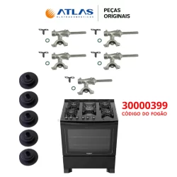 KIT 5 RAMAIS + 5 GUARNIÇÕES FOGÃO DAKO GLASS COD:300000399 PEÇAS TOTALMENTE ORIGINAIS PRONTA ENTREGA