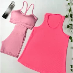 Kit 3 Peças Conjunto Top + Short + Regata Dryfit Treino Academia Fitness