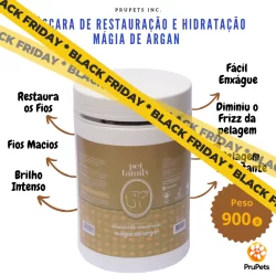 Máscara Restauração Hidratação Pet Magia do Argan Banho Cães e Gatos Pet Family 500 e 900g