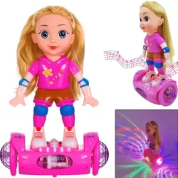 Boneca Hoverboard Bate E Volta Boneca Grande Giratória Toca Música Com Luz