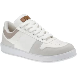 Tênis Branco Feminino Casual Confortável com Recortes Colorido Original Lóris 7802