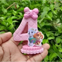 Vela Biscuit Personalizada SKYE E EVEREST, topo de bolo de aniversário