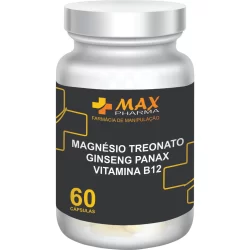 Magnésio Treonato 200mg + Ginseng Panax 100mg + Vitamina B12 Metilcobalamina 1000mcg 60 CÁPSULAS