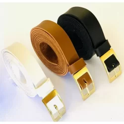 Kit Com 3 Unidades de Cinto Feminino Fino 1.5 cm de Largura Fivela Dourada Plus Size