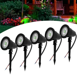 Kit 5 Luminária Espeto Jardim Lâmpada Led 7w Luz Verde