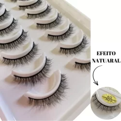 10 Pares de Cílios Postiços 6D H20 Efeito Natural cerdas curtas
