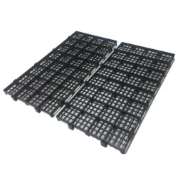 Kit 12 Peças Palete Estrado Piso Plástico Preto 2,5x25x50 Cm