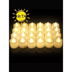 20 Unidades Vela Led Eletrônica Amarela Linda Decorativa Com Baterias/Festa/Casamento/Decoração