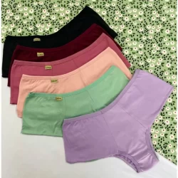 Kit 5 Calcinha Cintura Alta Lingerie Lateral Dupla Conforto Roupa Intima Tanga Feminina