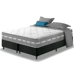 Cama Box King Preto + Colchão Molas Ensacadas Miami 193x203x59cm