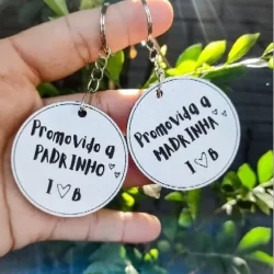 KIT Chaveiro Padrinhos MDF Branco, lembrancinhas, casamento